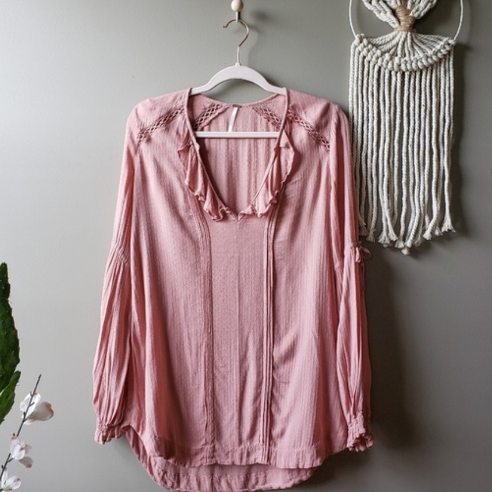 Free People Dusty Rose Long Sleeve Tunic XS